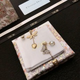 Dior New Fashion Personality Asymmetric Full Diamond Earrings