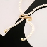 Dior New Fashion Bow Pearl Necklace Sweater Chain