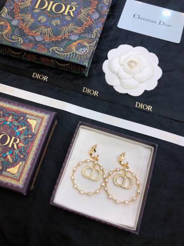 Dior New Fashion Diamond Set Circle CD Earrings