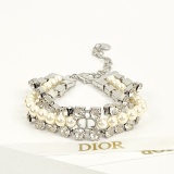 Dior New Classic Fashion Multi layer Crystal Diamond Pearl Bracelet