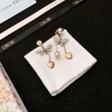 Dior New Fashion Personality Asymmetric Full Diamond Earrings