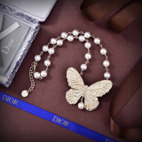Dior New Classic Fashion Butterfly Pearl Necklace