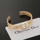 Dior New Fashion Diamond Set CD Hollow Bracelet