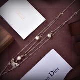 Dior New Fashion Butterfly Pearl Chain
