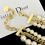 Dior New Fashion Black Bow Three Layer Pearl Bracelet