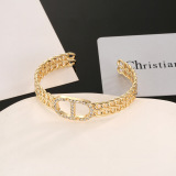 Dior New Fashion Diamond Set CD Hollow Bracelet