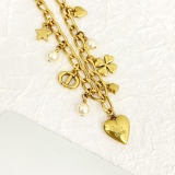 Dior New Classic Fashion Tassel Pearl CD Clover Bracelet