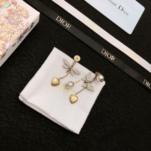 Dior New Fashion Personality Asymmetric Full Diamond Earrings