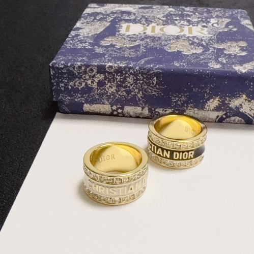 Dior New Fashion Versatile CD Letter Full Edge Diamond Ring