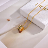 Dior New Fashion Versatile Circular Letter Necklace
