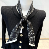 Chanel New Fashion Star Splicing Letter Double Sided Mulberry Silk Scarf Size: 6x120 CM