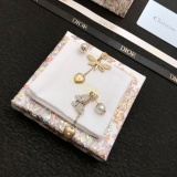Dior New Fashion Personality Asymmetric Full Diamond Earrings