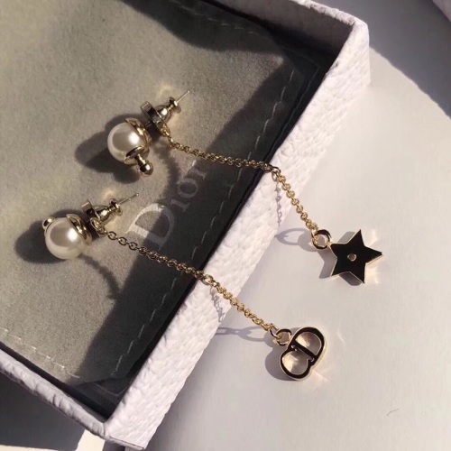 Dior New Fashion Asymmetric Pearl Tassel Star CD Earrings