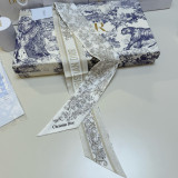 Dior New Fashion Elegant Flower Jacquard Mulberry Silk Ribbon Hair Strap