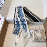 Dior New Classic Flower Jacquard Double layer Hair Strap with Silk Float Size: 6 x100 CM