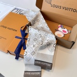 Louis Vuitton New Classic Logo Jacquard Double layer Silk Hair Strap Float Size: 8 x120 CM