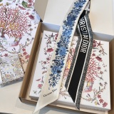 Dior New Classic Flower Jacquard Double layer Hair Strap with Silk Float Size: 6 x100 CM