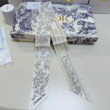Dior New Fashion Elegant Flower Jacquard Mulberry Silk Ribbon Hair Strap