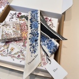 Dior New Classic Flower Jacquard Double layer Hair Strap with Silk Float Size: 6 x100 CM