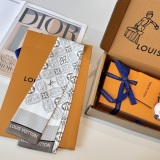 Louis Vuitton New Classic Logo Jacquard Double layer Silk Hair Strap Float Size: 8 x120 CM
