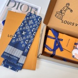 Louis Vuitton New Classic Logo Jacquard Double layer Silk Hair Strap Float Size: 8 x120 CM