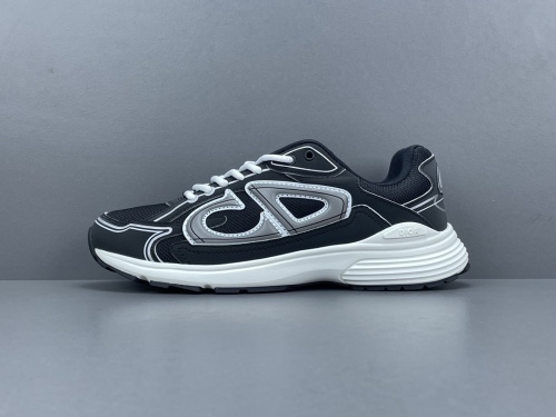 Dior B30 CD Unisex Mesh Fabric Low-Top Black White Sneakers Shoes