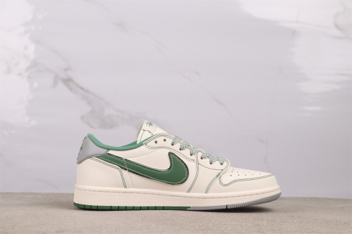 Travis Scott x Stussy x Air Jordan 1 Low Retro White Green Basketball Shoes Unisex Casual Sneakers