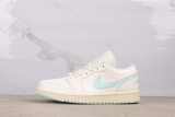 Air Jordan 1 Low Sail/Igloo  Retro Basketball Shoes Unisex Versatile Sneakers