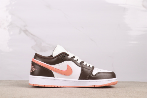 Air Jordan 1 Low Retro White Brown Basketball Shoes Unisex Versatile Sneakers