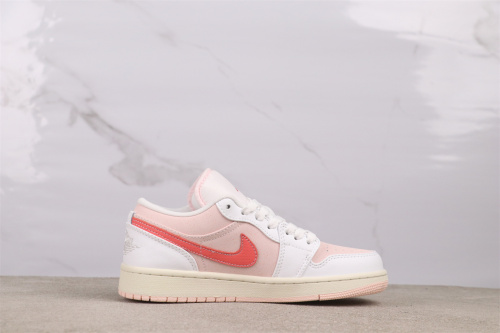 Air Jordan 1 Low Retro White Pink Basketball Shoes Women's Versatile Sneakers