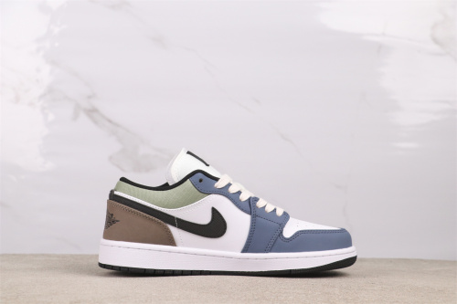 Air Jordan 1 Low Retro White Blue Splicing Basketball Shoes Unisex Versatile Sneakers