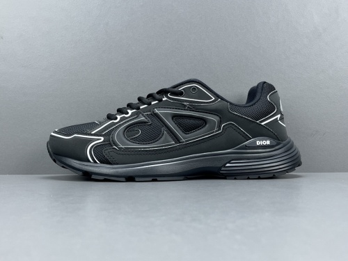Dior B30 CD Unisex Mesh Fabric Low-Top Black Sneakers Shoes