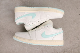 Air Jordan 1 Low Sail/Igloo  Retro Basketball Shoes Unisex Versatile Sneakers