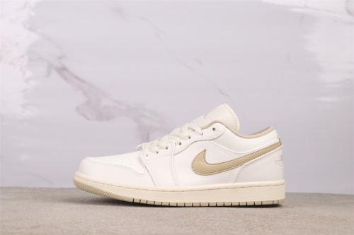 Air Jordan 1 Low Retro Beige Basketball Shoes Unisex Versatile Sneakers