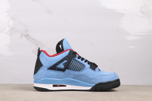 Travis Scott x Air Jordan 4  Travis Scott  Retro Mid Blue Suede Basketball Shoes Unisex Sneakers