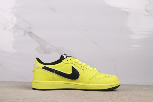 Air Jordan 1 Retro Low Supreme Black Yellow Basketball Shoes Unisex Sneakers