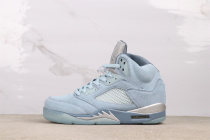 Air Jordan 5  Bluebird  Retro High Blue Suede Basketball Shoes Men Sneakers
