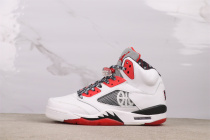 Air Jordan 5 Quai 54  Family and Friends  Retro High White Red Basketball Shoes Unisex Sneakers
