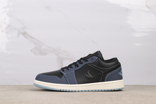 Air Jordan 1 Low Retro Black Blue Serpentine Basketball Shoes Unisex Sneakers