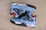 Travis Scott x Air Jordan 4  Travis Scott  Retro Mid Blue Suede Basketball Shoes Unisex Sneakers