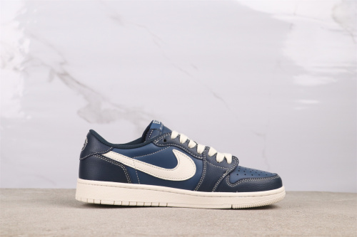 Givenchy x Air Jordan 1 Low Retro Deep Blue White Hook Basketball Shoes Unisex Sneakers