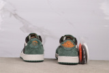 Travis Scott x Air Jordan 1 Low Retro Suede Green Black Hook Basketball Shoes Unisex Sneakers