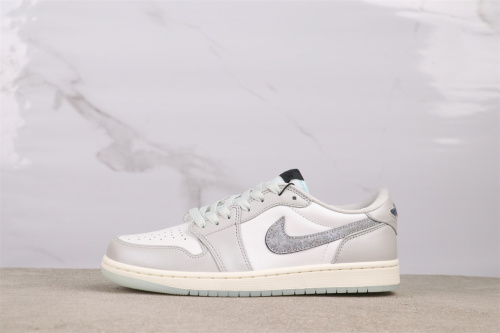 Air Jordan 1 Retro Low White Grey Basketball Shoes Unisex Sneakers