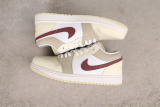 Air Jordan 1 Retro Low Light Brown Wine Red Hook Basketball Shoes Unisex Sneakers