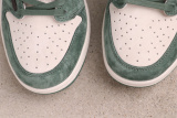Travis Scott x Air Jordan 1 Low Retro Suede Green Black Hook Basketball Shoes Unisex Sneakers