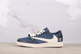 Givenchy x Air Jordan 1 Low Retro Deep Blue White Hook Basketball Shoes Unisex Sneakers