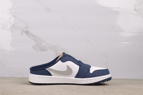 Air Jordan 1 Mule Retro Golf One Step White Blue Casual Versatile Sneaker
