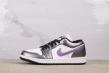 Air Jordan 1 Low Retro Panda Purple Hook Basketball Shoes Unisex Casual Sneakers