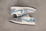 Travis Scott x Burberry x Air Jordan 1 Retro Low White Gray Basketball Shoes Unisex Sneakers
