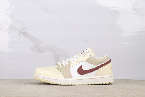 Air Jordan 1 Retro Low Light Brown Wine Red Hook Basketball Shoes Unisex Sneakers